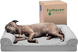 Furhaven Large Orthopedic Dog Bed Quilted Sofa-Style w/Removable Washable Cover - Silver Gray, Large