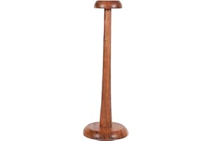 Mythrojan Support de casque en bois, présentoir polyvalent pour casques médiévaux, chapeaux, accessoires | Présentoir rond sur pied pour chapeaux de mode, casques médiévaux, 14,5 pouces – Naturel