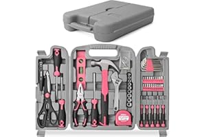 Hi-Spec set di attrezzi Rosa per il fai da te, per il giardinaggio, il garage ed i lavori di casa da 54 pezzi. Set di strumenti essenziali per le riparazioni domestiche ed i lavori casalinghi