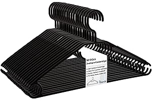 ‎2FRIENDS Kleiderbügel schwarz 50 Stück mit drehbaren Haken, Bügel Kunststoff, Kleiderbügel Plastik schwarz, Made in EU, Kleiderbügel Haken platzsparend, 100% Recyclingmaterial