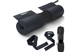 LAVVON Barbell Squat Pad Set Nylon Padding AntiSlip- Thick Foam Barbell Pad for Squats Cushion,Lunges&Bar Padding for Hip Thrusts -Standard Weight Bar Pad -With Wrist Straps Weightlifting