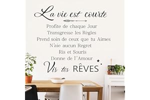 decalmile Autocollant Mural Citations et Lettres Amour Stickers Muraux Noir Français Texte Décoration Murale Chambre Salon Bureau