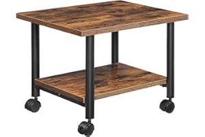 HOOBRO EBF02PS01G1 Podbiurkowa podstawa pod drukarkę, 2-poziomowy wózek pod drukarkę z półką do przechowywania, stojak na drukarkę z zamykanymi kołami, metalowa rama, styl industrialny w biurze, domu