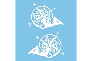 Autodomy Kompass Off Road Windrose Aufkleber Paket 2 Stück 27x20 cm | Kompass Aufkleber Wohnmobil und Auto oder Motorrad | Weiß