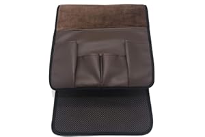 Jiakalamo Soporte para mando a distancia de sofá con 5 bolsillos, organizador de piel sintética para ahorrar espacio (color marrón oscuro)