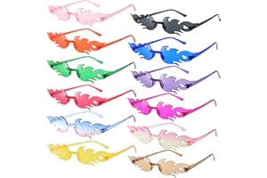 BINYI Occhiali Festa Occhiali da Sole a Forma di Fiamma Senza Cornice Occhiali Colorati Trasparenti Multicolore per feste addio al nubilato Bomboniere Photo Booth Puntelli 12 Paia
