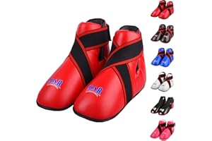 MAR INTERNATIONAL MAR | Martial Arts Foot Protector for Karate, Kickboxing, Muay Thai, K1, Taekwondo, Karate Kick Boots, Taekwondo Foot Protectors, Moulded Foam Padding and Elasticated Toe Loops (5 Colours Available)