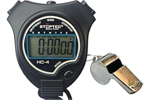 ‎SCHÜTT Schütt Stoppuhr Stoptec HC-4 mit Edelstahl Trillerpfeife - Digitale Stoppuhr mit großem Display | Hobby | Sport | Freizeit | spritzwasserfest | Kinder