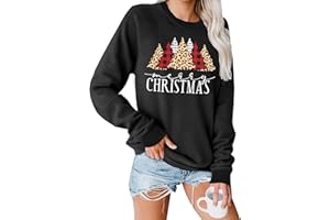 hohololo Christmas Sweatshirts Women Xmas Shirt Christmas Tree Graphics Pullover Holiday Long Sleeve Tops
