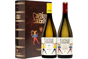 CAMINO DE CABRAS Estuche Vino Regalo Gourmet - Vino Blanco Albariño Rias Baixas + Vino Ribeiro - Regalos Originales para Mujer & Hombre - Vino para Regalar - Pack Vino 2 Botellas de Vino x 750 ml