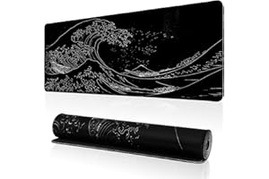 JINJIASC Gaming Mouse Pad Topographic Contour Large Desk Mat Long Computer Keyboard Mouse Mat Mousepad with Slip Base Desk Pad Edge for Home Office Work (Wave)