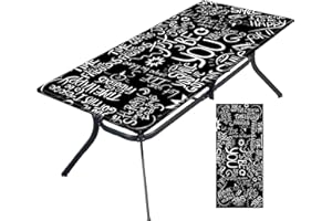 WALARKY Tablecloth for Folding Table Rectangular Tablecloth Motivational Quotes Black Tablecloth for 6 Foot Tables Waterproof Tablecloth for Party Birthday Wedding Picnic Camping Outdoor