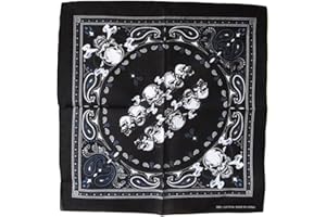 TOPT BANDANA Bandana tete de mort noir skull crane special biker homme femme 54x54cm