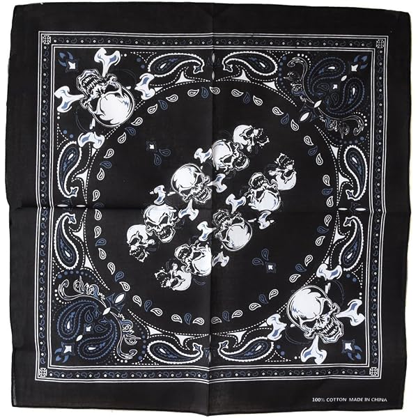 Bandana Serre-tête Rasta Tête De Mort - Coton, Taille Adulte, Style Biker Ou Pirate