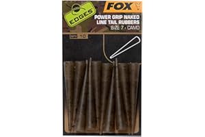 MATRIX FOX Carp Fishing Terminal Tackle Edges Camo Naked Line Tail Rubbers size 10 pack of 10 stops Hooklinks tangling the Tail Rubber Ideal for Zig Rigs
