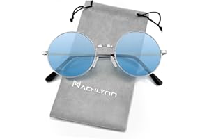 NACHLYNN Round Hippie Sunglasses Metal Border Circle Hippie Glasses UV380 Protection 70s Sunglasses for Men Women Party Favor