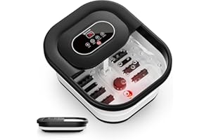 ‎COMFIER COMFIER Fußbad Massagegerät mit Heizung,Faltbare Elektrische Fussbad,Fußbadewanne mit Wärme und Blasen,35℃-48℃ Temperaturregelung,Massage-Rollen,Bimsstein, Vibration,Timer,Geschenke für Frauen Männer