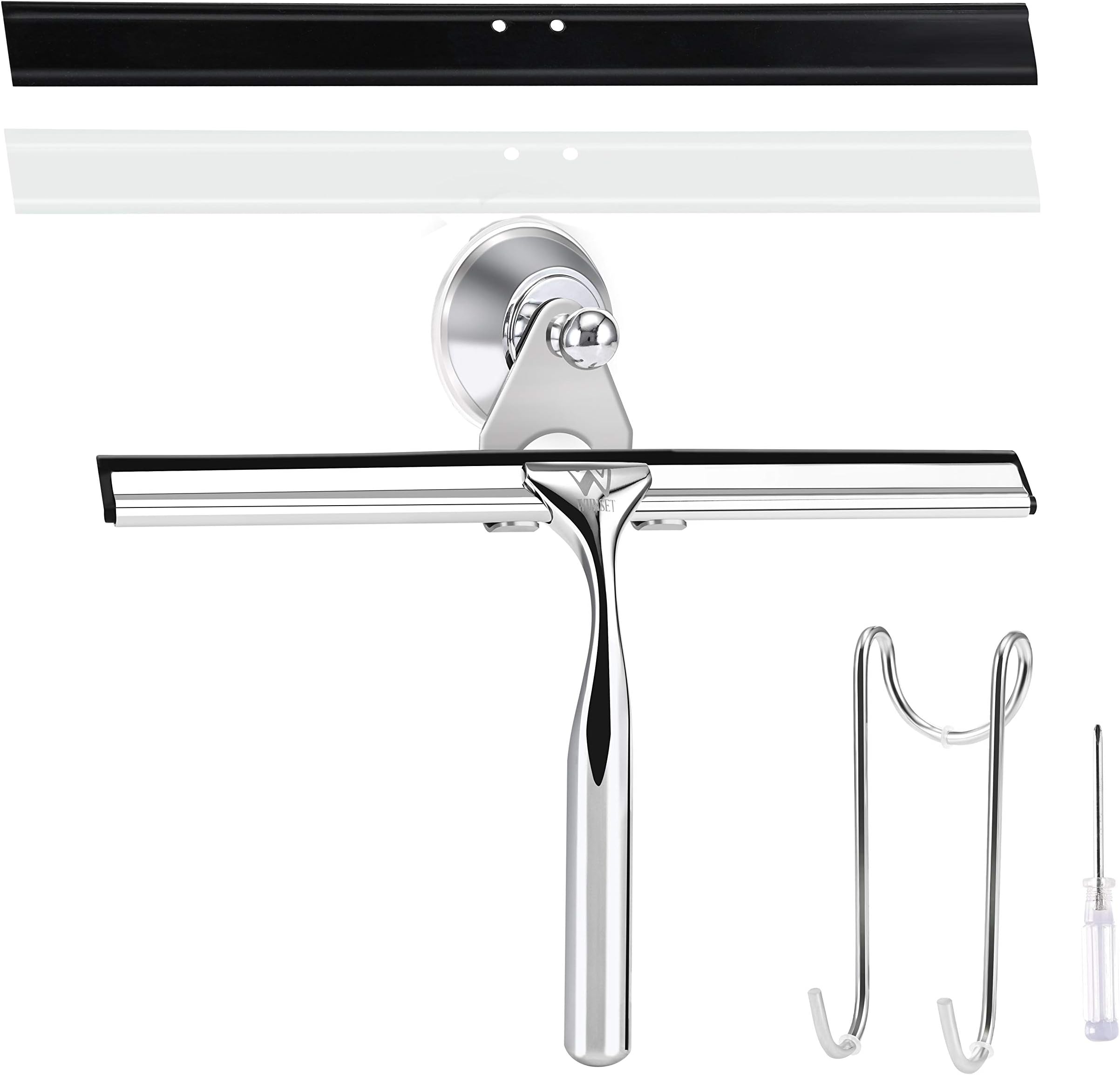 Sponsored Ad โ Wunset 25 cm Shower Squeegee, Large Silver Window Squeegee - 6 Pieces Set Including 2 Replacement Silicone Lips, Squeegee Shower Cleaner for Shower Doors and Various Smooth Surfaces (25 cm, Silver)