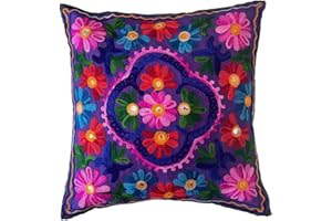 Original Kikan Suzani - Funda de cojín (40 x 40 cm), diseño étnico Indio, Multicolor