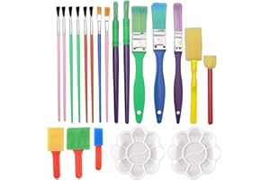 KYEDGC 20 Pcs Paint Brush Set Kids, Kids Paint Brushes, Toddler Painting Set, Paint Sticks for Children Toddlers Beginners, Art Paint Brushes for Watercolor