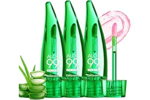 Pakivs 3 Pcs Aloe Vera Lip Gloss Set,Magic Temperature Changement de couleur Lip Gloss Hydratant Longue Durée Taches à lèvres Liquide Rouge à Lèvres Teinte pour les Femmes