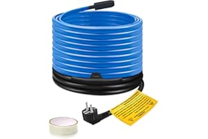 Frostschutz Heizkabel, Ci-Fotto Selbstregulierendes Heizkabel (9M, 17 W/M) mit eingebautem Thermostat zum Schutz von Wasserrohren, Metall-/Kunststoff-Hausrohren, Dachrinnen, Weidetrögen