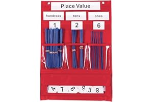 Learning Resources Tabella con Tasche per Conteggio e Valore Posizionale, attività di Matematica per Bambini, con Carte e Cannucce, Gioco Educativo da Parete, 6+ Anni