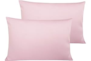 NTBAY 2 Pack 500 Thread Count 100% Egyptian Cotton Toddler Pillowcases, Super Soft and Breathable Envelope Closure Travel Kids Nursery Pillow Cases, 40x60 cm, Pink