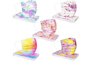 50 Pièces Adulte Jetable Protection Faciale 3 Couches Visage Tissu Impression Noir Blanc Couleur Non-tissé Bandeaux Femme et Hommes Confortable Anti-Poussière Respirable écharpe (A12)