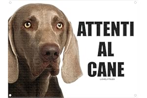 Lovelytiles Weimaraner ATTENTI al Cane Targa Cartello Metallo (15X20)