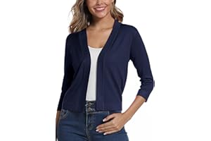 EXCHIC Donna Elegante 3/4 Maniche Bolero Cardigan Corto Open Front Maglioni Coprispalle