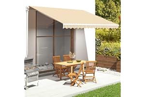 puraday Markisen Ersatzstoff 4,5x3,5 m Markisenbespannung Gelb und Weiß Markiesenstoff Wasserdicht Polyester mit PU-Beschichtung