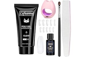 Lofuanna Poly Nagel Gel Set,30ml Clear Nagelverlängerungs Gel Set mit Nagel Lampe Slip Lösung,Gelnägel Starterset Nail Art Design für Anfänger