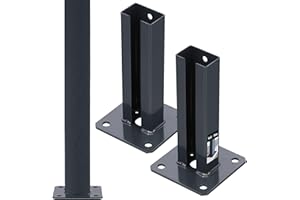 KOTARBAU® Set di 2 supporti per pali da 60 x 40 mm, piastra di tassello con base per recinzione, zincata e verniciata a polvere, per pali di supporto a doppia asta da avvitare