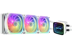 ENERMAX AQUAFUSION ADV ARGB 360 AIO Liquid CPU Cooler - Dual Chamber Pump - Infinity Mirror Design - Intel LGA1700/AMD AM5 Support 380W+ TDP (3x SquA RGB ADV White 120 PWM); ELC-AQFA360-SQA-W, White