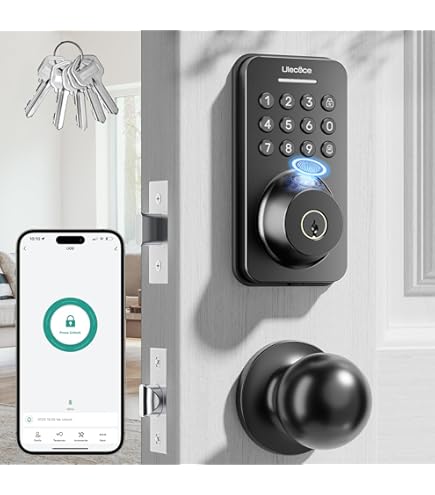 Smart Keyless Entry Door Lock With Fingerprint & Keypad - Alexa Compatible Deadbolt Handle Set (Silver)