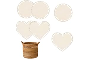 ROSYLEVE 6 Pezzi Base per Cesto Autocostruito Forme Rotonde, Base per Cesto in Legno a Forma di Cuore 15/16,5 cm Base per Cesto all'Uncinetto Cerchio Vuoto Base per Cesto all'Uncinetto Solido Base