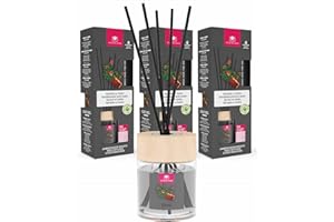 Cristalinas 35ml Sandalwood & Cedar Air Fresheners for Home - Reed Diffusers for home - Home Fragrance Lasts upto 8 weeks - Room Diffuser Sticks with Coloured Fragrance Oil - Pack of 3