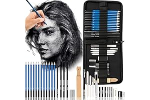 ‎RETOO Retoo Zeichenstift Set 33 Stück, Skizzenbleistift, Graphitstift, Zeichenzubehör, Professionelles Bleistiften, Sketching fur Beginners, Artists, Reißverschluss Tragekoffer, Erwachsene
