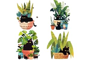 GORGECRAFT 4 Stili Adesivi per Vetro Pianta Verde Adesivo Statico Da Muro In Vaso Estivo per Porta Scorrevole Finestra Avviso Anticollisione PVC Aderente per Prevenire L'Arresto di Uccelli Cani