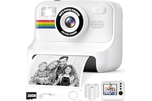 Gontence Kids Camera Instant Print - 2.4'' Selfie kids camera with 32GB Card | 3 Rolls Print Paper - 1080P Kids Digital Camera - Kids Toys Birthday for Girls Boys Aged 3-12(Black)