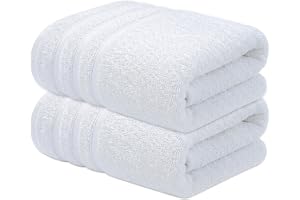 Infinitee Xclusives Premium Cotton Bath Towels Set of 2 (70 x 140 cm) Soft, Highly Absorbent, Quick Dry Towel - Perfect Towels for Bathroom, Gym Towel, Spa & Hotel (Brilliant White)