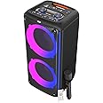 iGear X-Bass 60 Ultimate 60W Portable Bluetooth Party Speaker with Dual Bass Radiators, Rechargeable Karaoke Mic, Mesmerizing RGB Lights, TWS Mode, USB, TF/SD Card & AUX Input, Remote Control (Black)