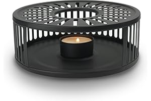 Creano Czarny designerski podgrzewacz ze stali nierdzewnej z uchwytem na podgrzewacze – stabilny – nadaje się do wszystkich dzbanków do herbaty