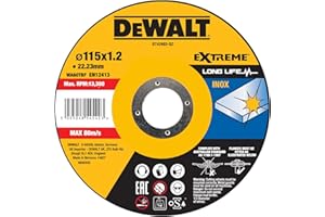 Dewalt Extreme Trennscheibe DT43903 (Ø 115mm x 1,2mm, Typ 41 (flach), Bohrung 22,23 mm, für Inox-Stahl, mit Aluminiumoxid, für den Einsatz auf Kabel- & Akku-Winkelschleifern, mit OSA-Zertifizierung)