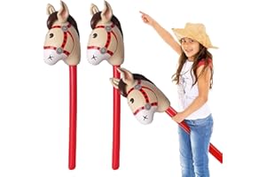 UILYNIU Paquet de 2 bâtons gonflables de Cheval, bâton de Poney Gonflable pour Enfants de 37 Pouces, pour la décoration de fête d'anniversaire sur Le thème du Cheval de Noël, Accessoires (2)