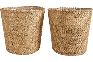 Bloomique - Pot à Plantes Tressé Maki - Lot de 2 Pots - Beige - Jonc de Mer - Panier pour Plantes - Intérieur et Extérieur - H22x Ø21