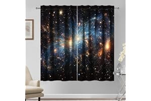 Kzzfqxb 107×160cm Ensemble de 2 Panneaux de Rideaux spatiaux, fenêtre Galaxie nébuleuse pour Enfants, fenêtre pour la Chambre et Le Salon