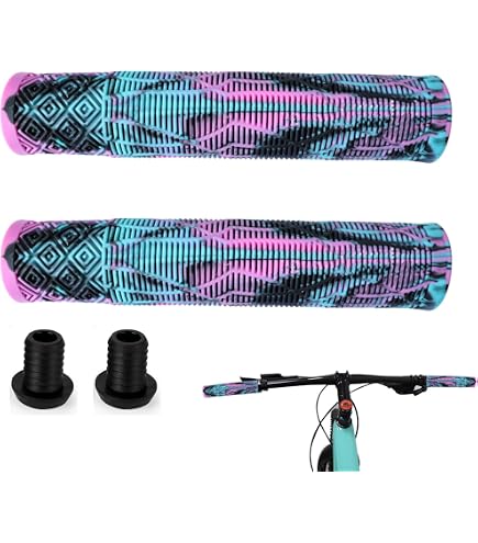 Poignées Guidon Vélo En Caoutchouc TPR – Violet, 130mm, Striées, Antidérapantes, 22.2mm