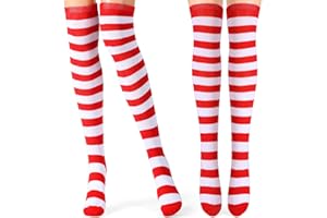 TATUO 2 Pair Women's Long Striped Socks Over Knee Thigh High Stockings for St. Patrick's Day Independence Day